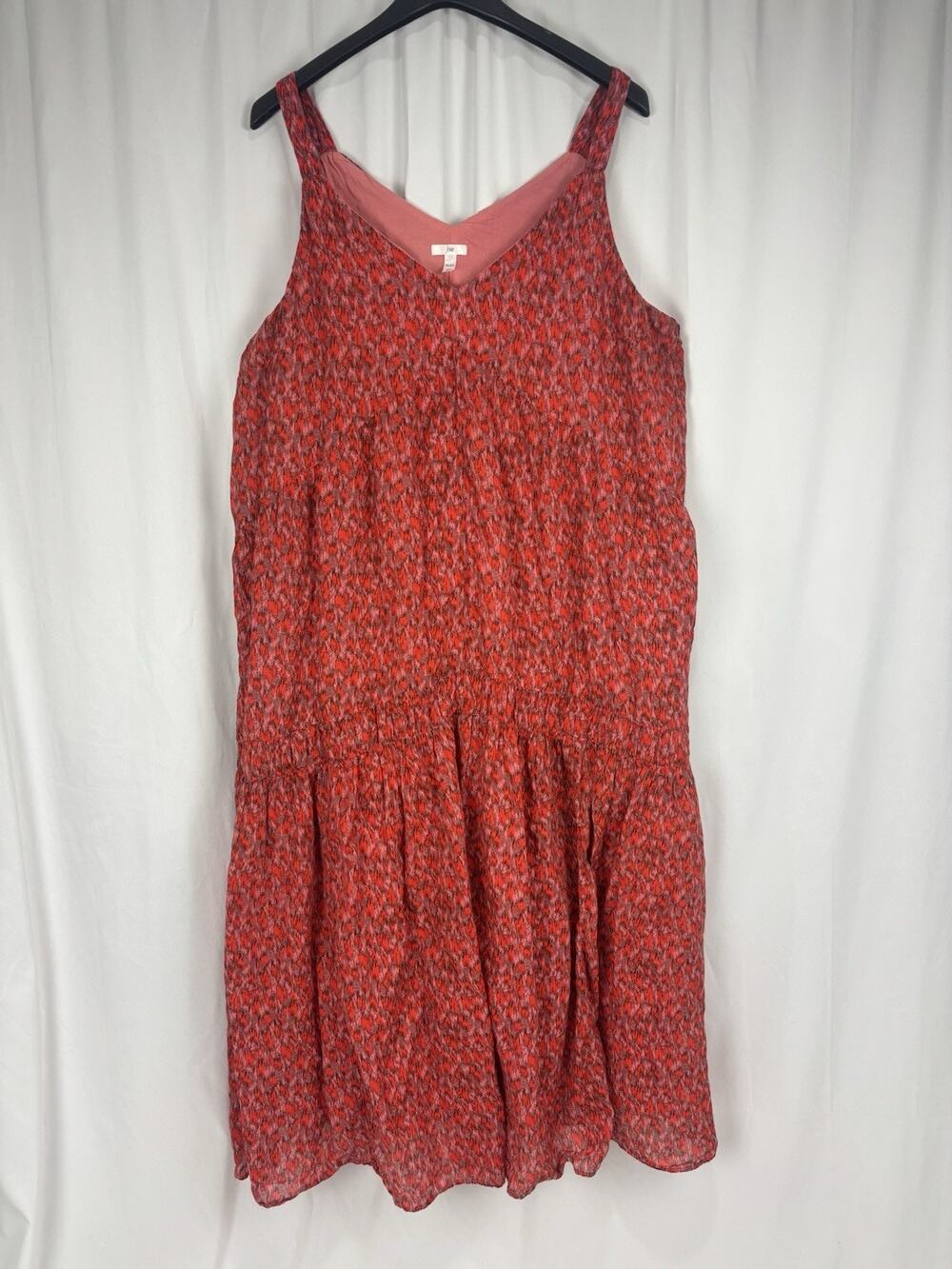 Joie Bondi Cotton Tiered Maxi Dress Red Tea Rose Floral Sleeveless Boho Size XL